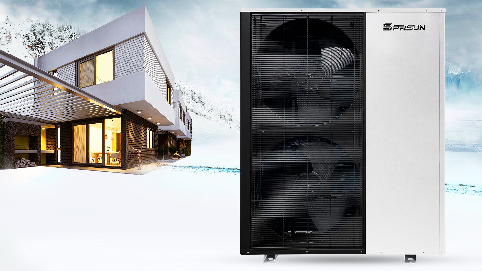 Bomba de calor de fonte de ar SPRSUN para climas frios
