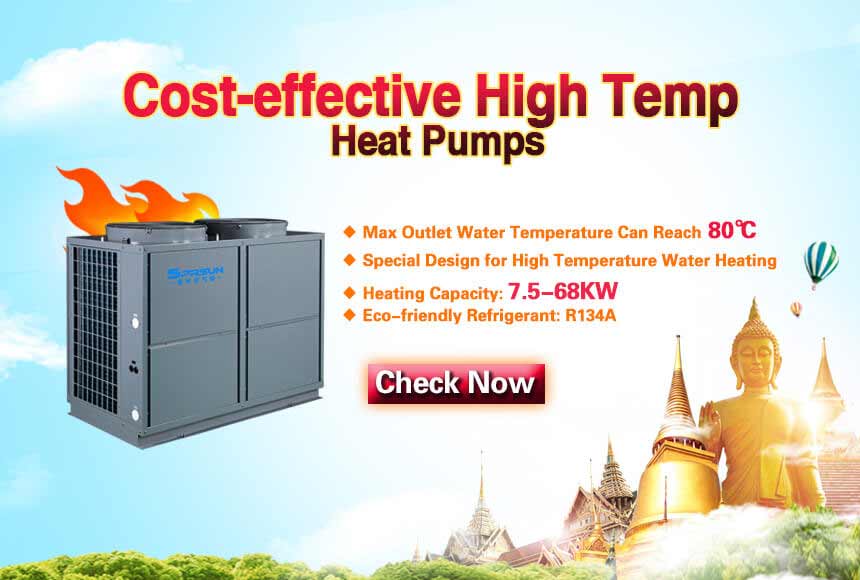 28KW 36KW 80C Industrial Hot Water Heater High Temperature Air Source